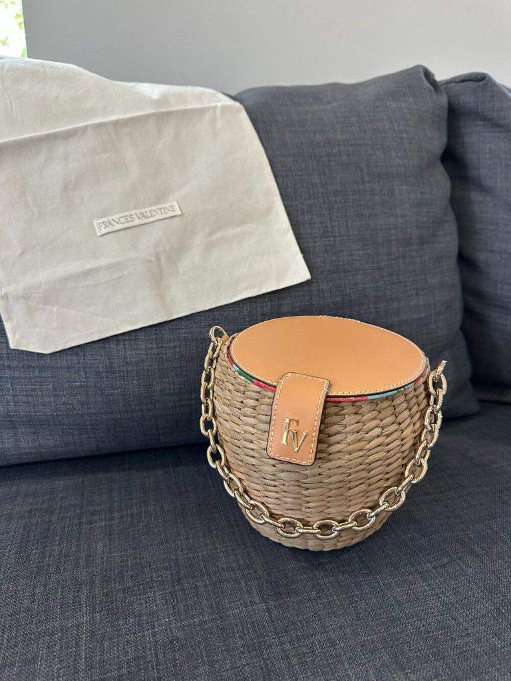 Frances Valentine Honey Pot Bag/Purse in Natural and Tan